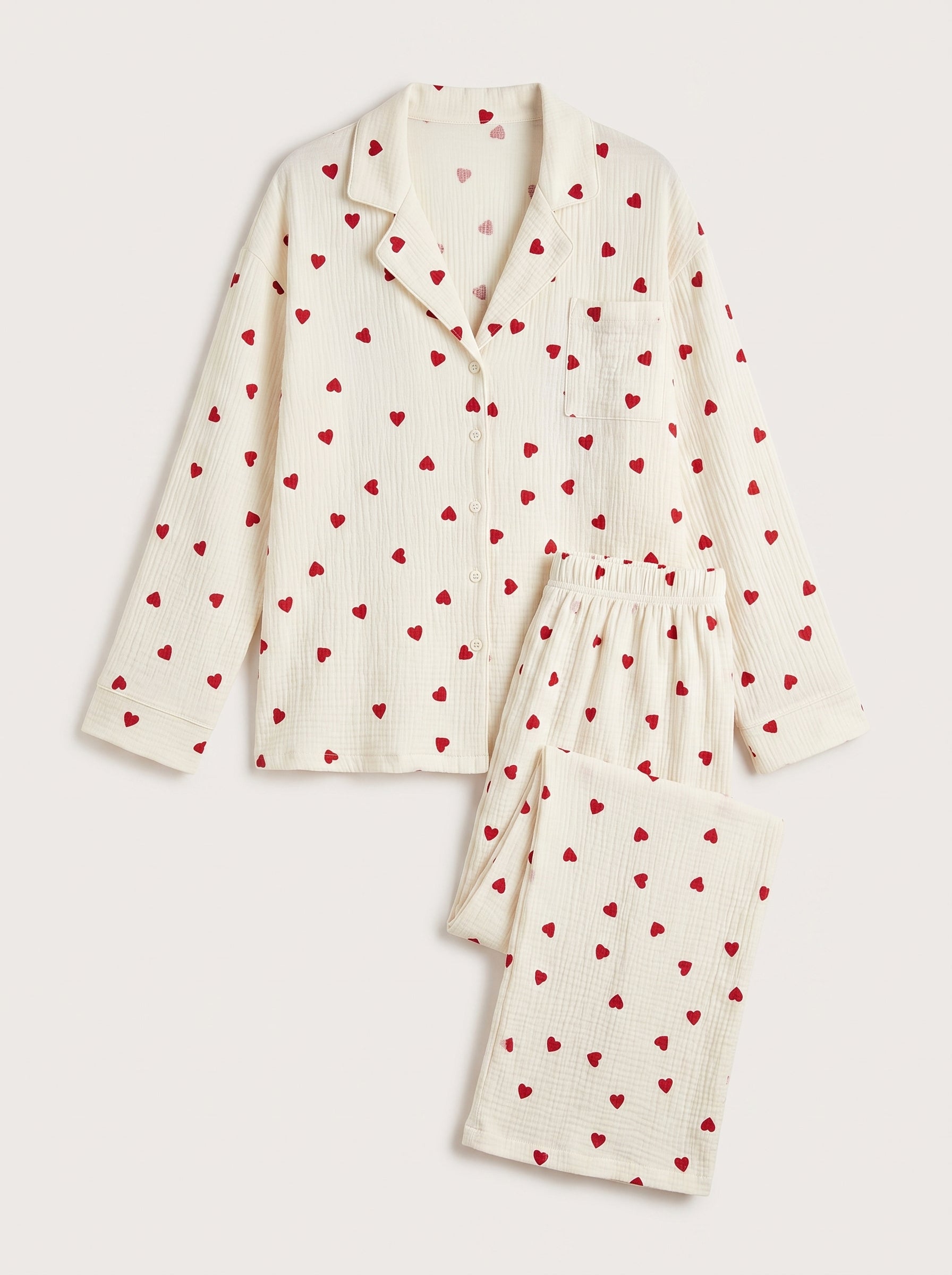Amour Button-Up Set, heart-print pyjama set, view 2