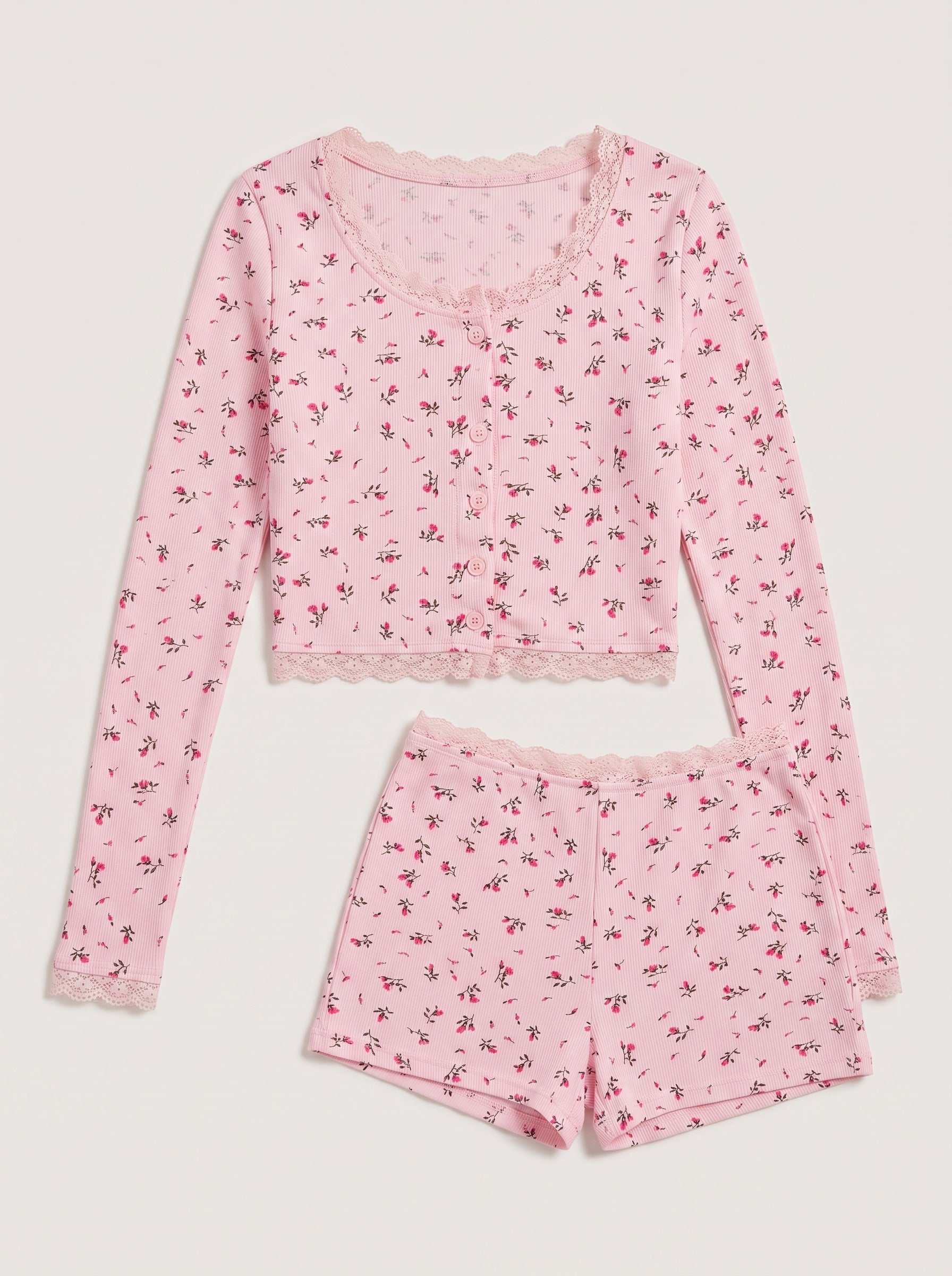 Fleurette Sleep Set, floral-print sleep set, view 4