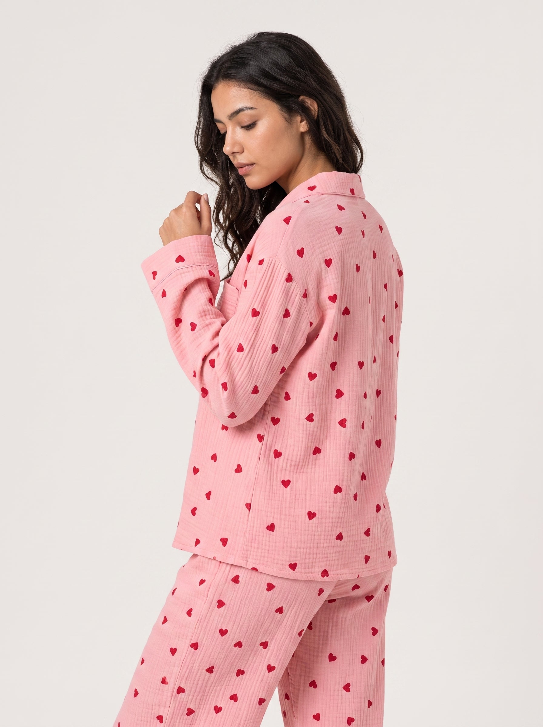 Amour Button-Up Set, heart-print pyjama set, view 5