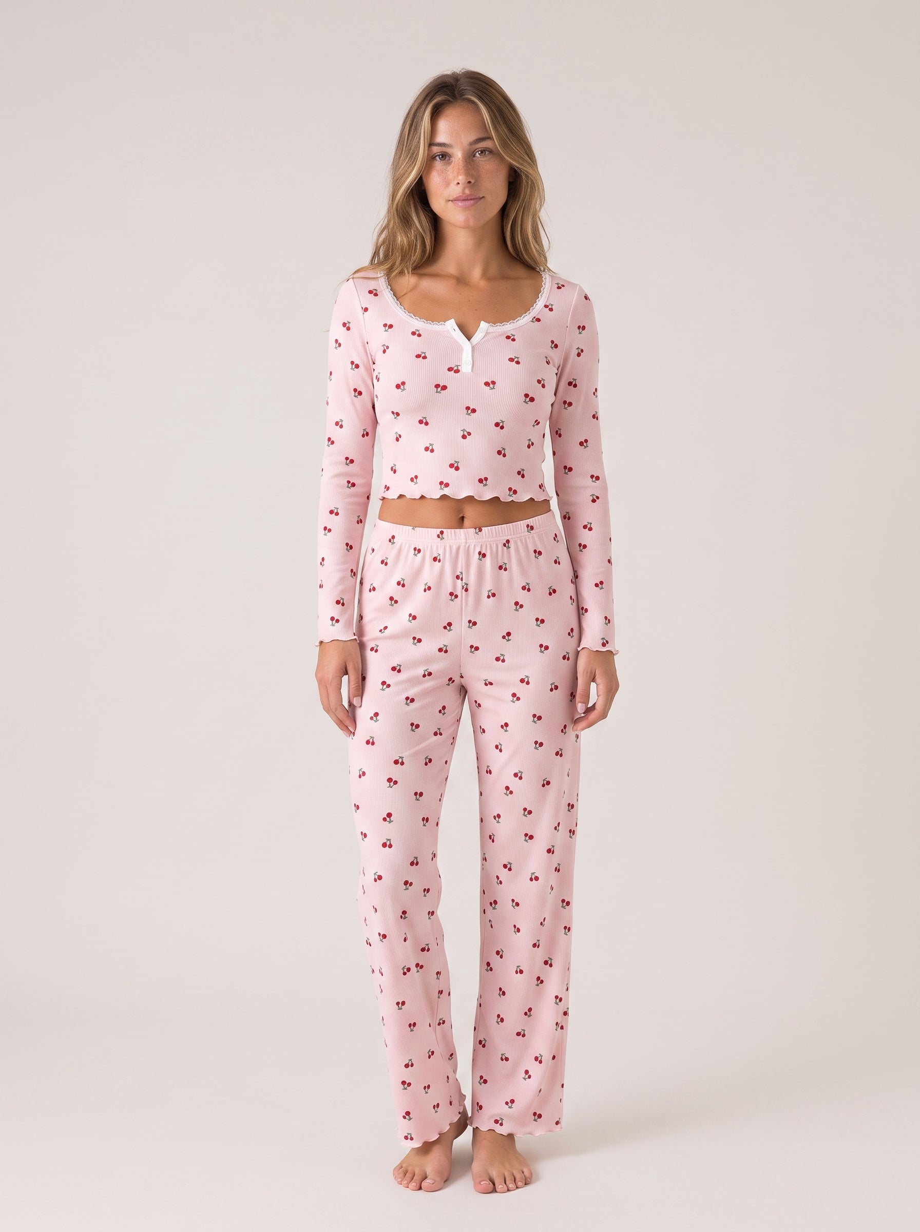 Cerise Lounge Set, cherry-print lounge set, view 3