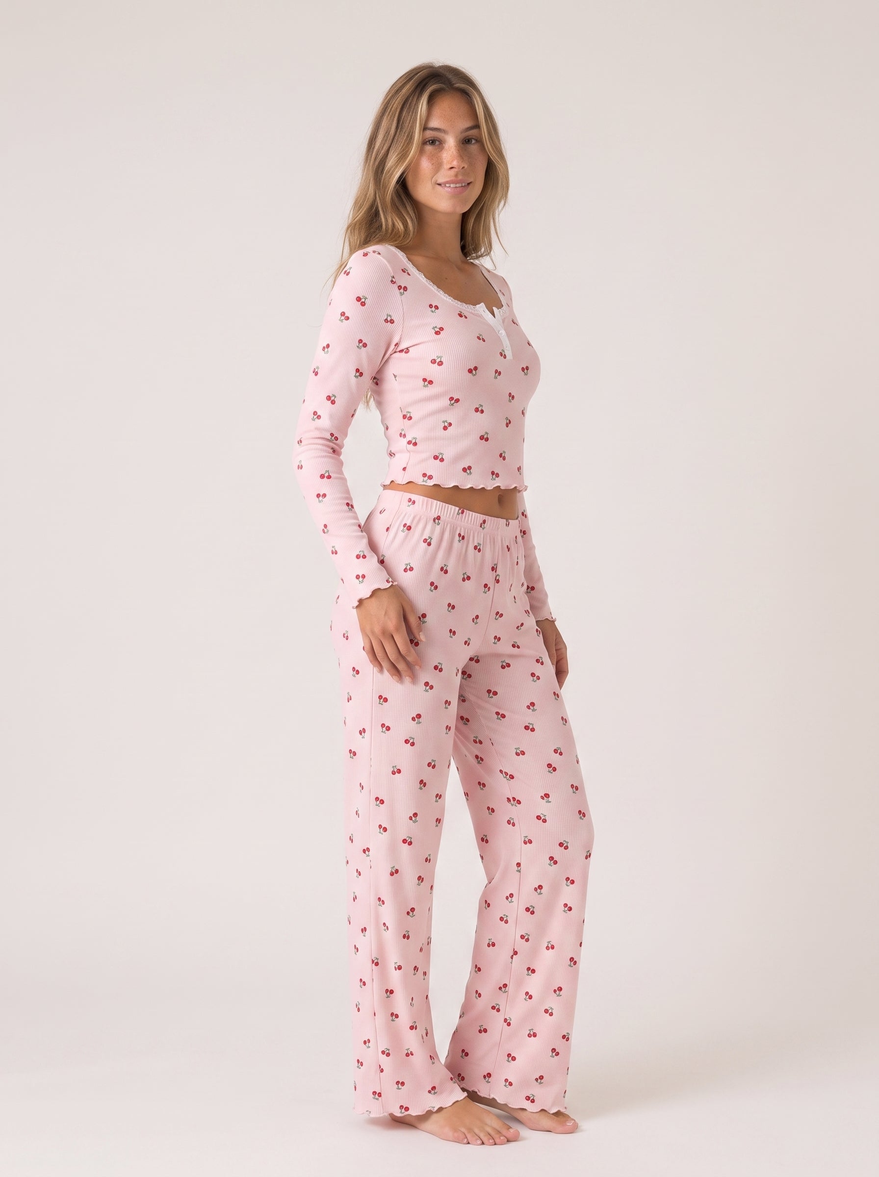 Cerise Lounge Set, cherry-print lounge set, view 4