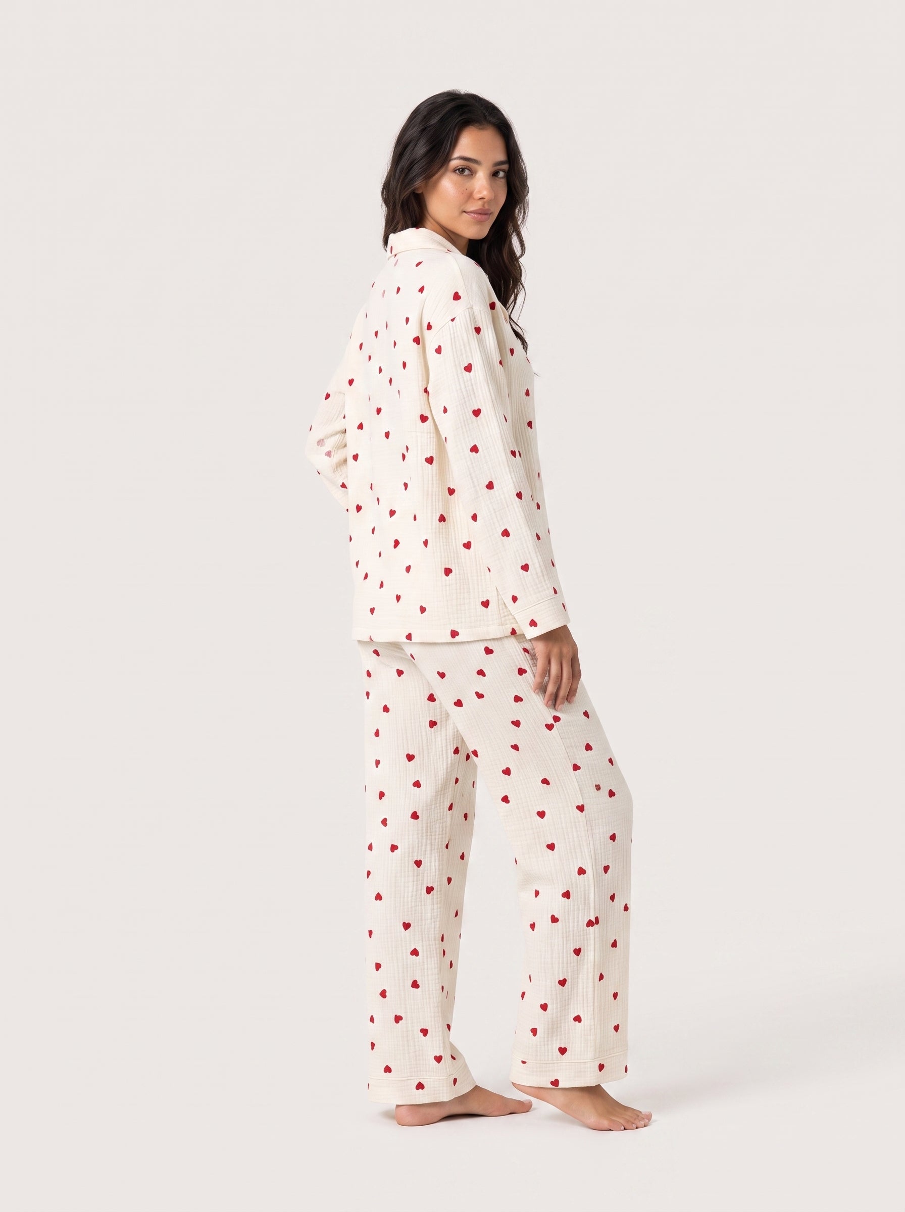 Amour Button-Up Set, heart-print pyjama set, view 7