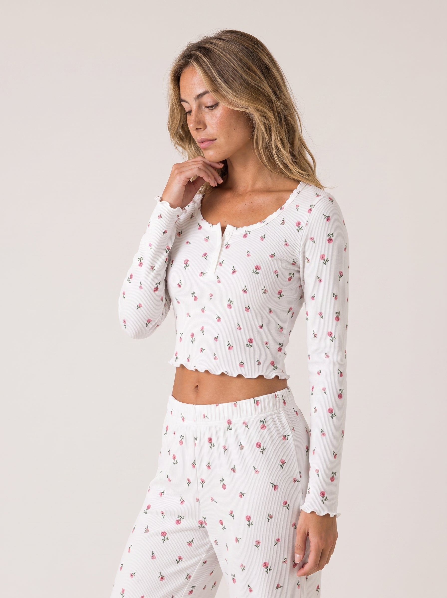 Camille Lounge Set, floral-print lounge set, view 4